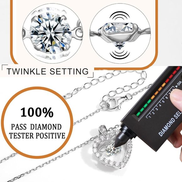 Women Women Pendant Necklace Sterling Silver 20" White Gold Plated Heart Gift - Picture 4 of 6